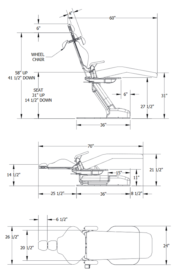 dental chair dimensions