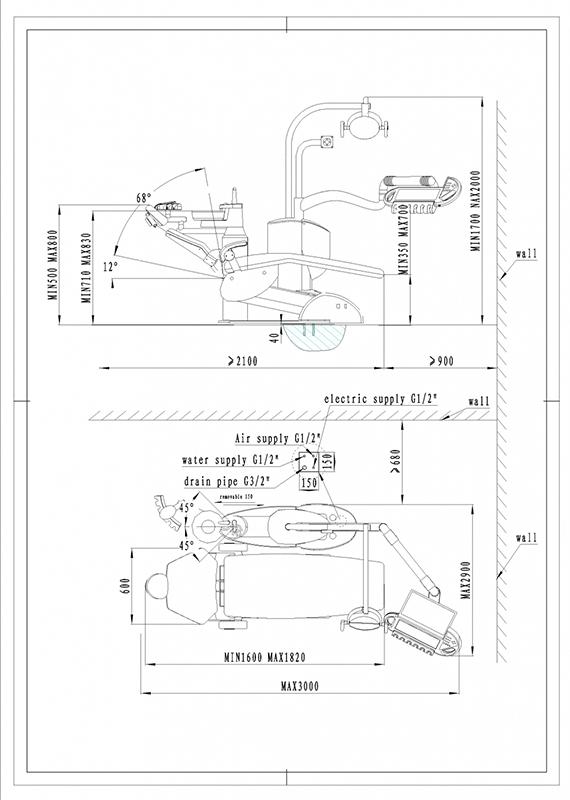 dental chair dimensions in feet